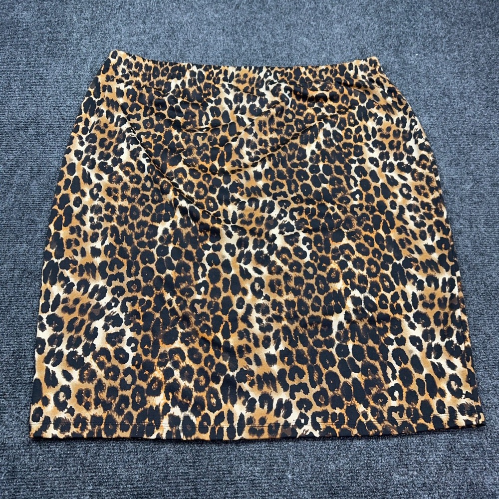 Cato Woman Leopard Print Mini Skirt Plus Size 22/24W Brown Black Stretchy Knit